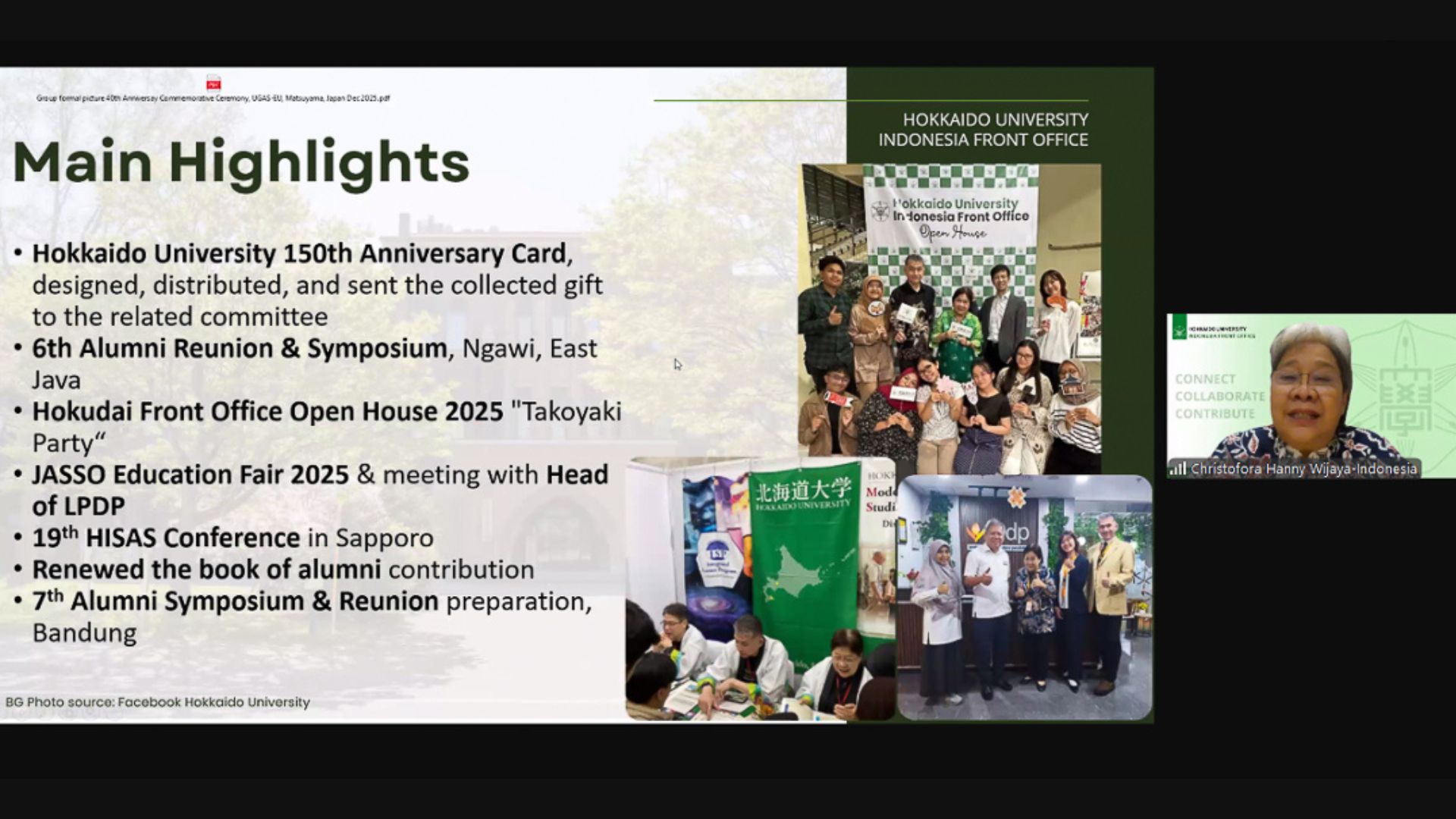 Professor Wijaya presenting her HUPRA activities