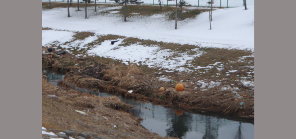 Fig. 3: Traces of high tide upstream flooding at the Hattari River