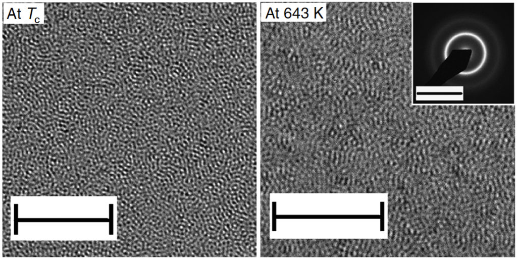 Fig2 Transmission Electron Microscope (TEM) images of Pd-Ni-P metallic glass