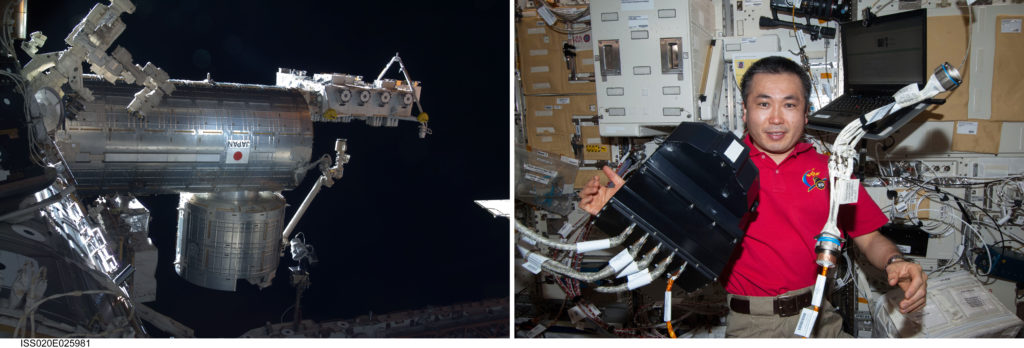 Japanese astronaut Koichi Wakata with Ice Crystal Cell 2