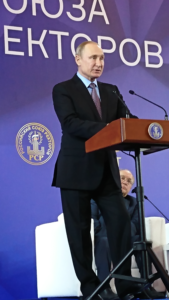 President Putin delivering a speech 