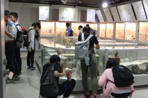 Students in the exhibition room.