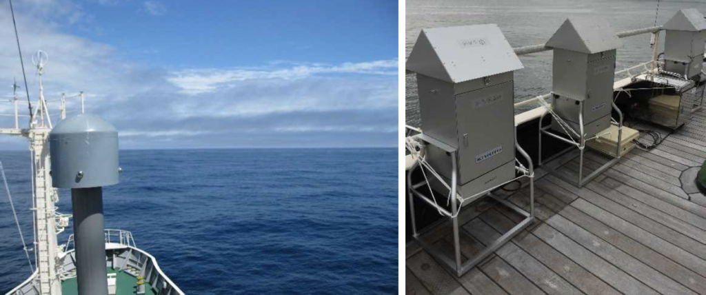 The western subarctic Pacific Ocean and Hakuho Maru equipment deck