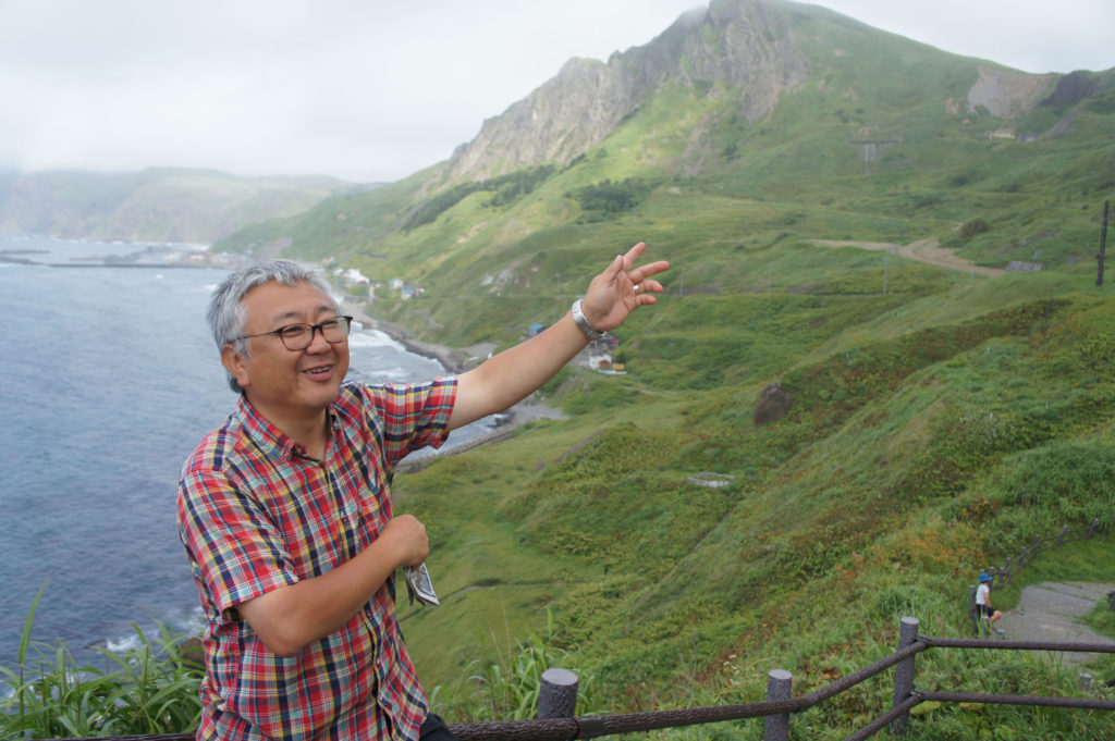 Professor Hirofumi Kato at Rebun Island during the summer school.