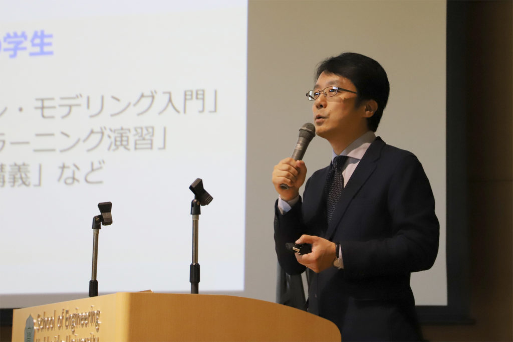 The Center Director Shigeru Taguchi speaking at the inaugural symposium.