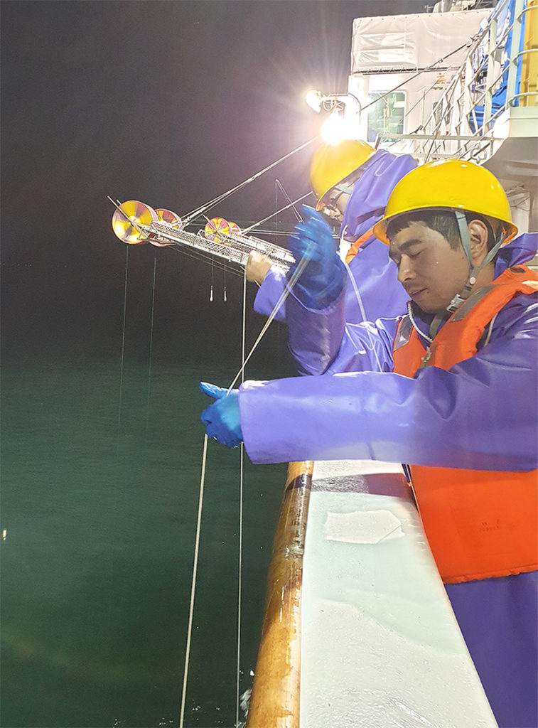 Squid jigging at night