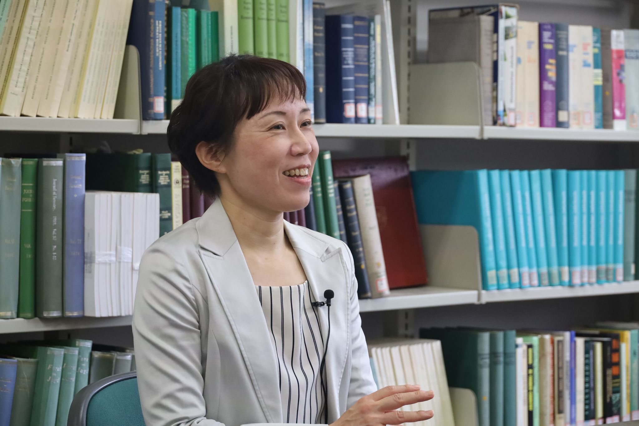 A photo of Associate Professor Junko Morimoto in her office. (Photo by Aprilia Agatha Gunawan)