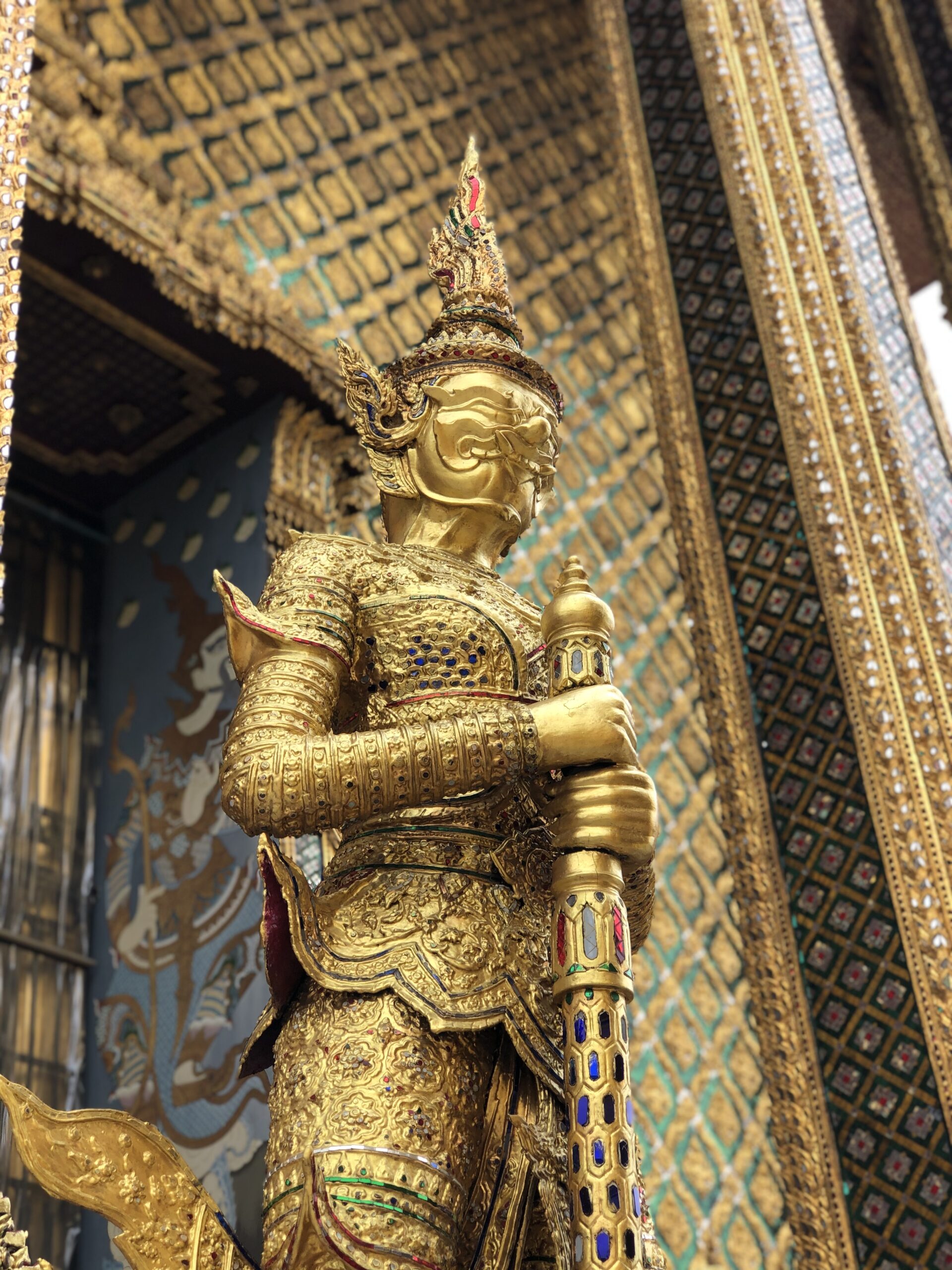 Statues of demons at Wat Phra Kaew, a temple in the royal palace.