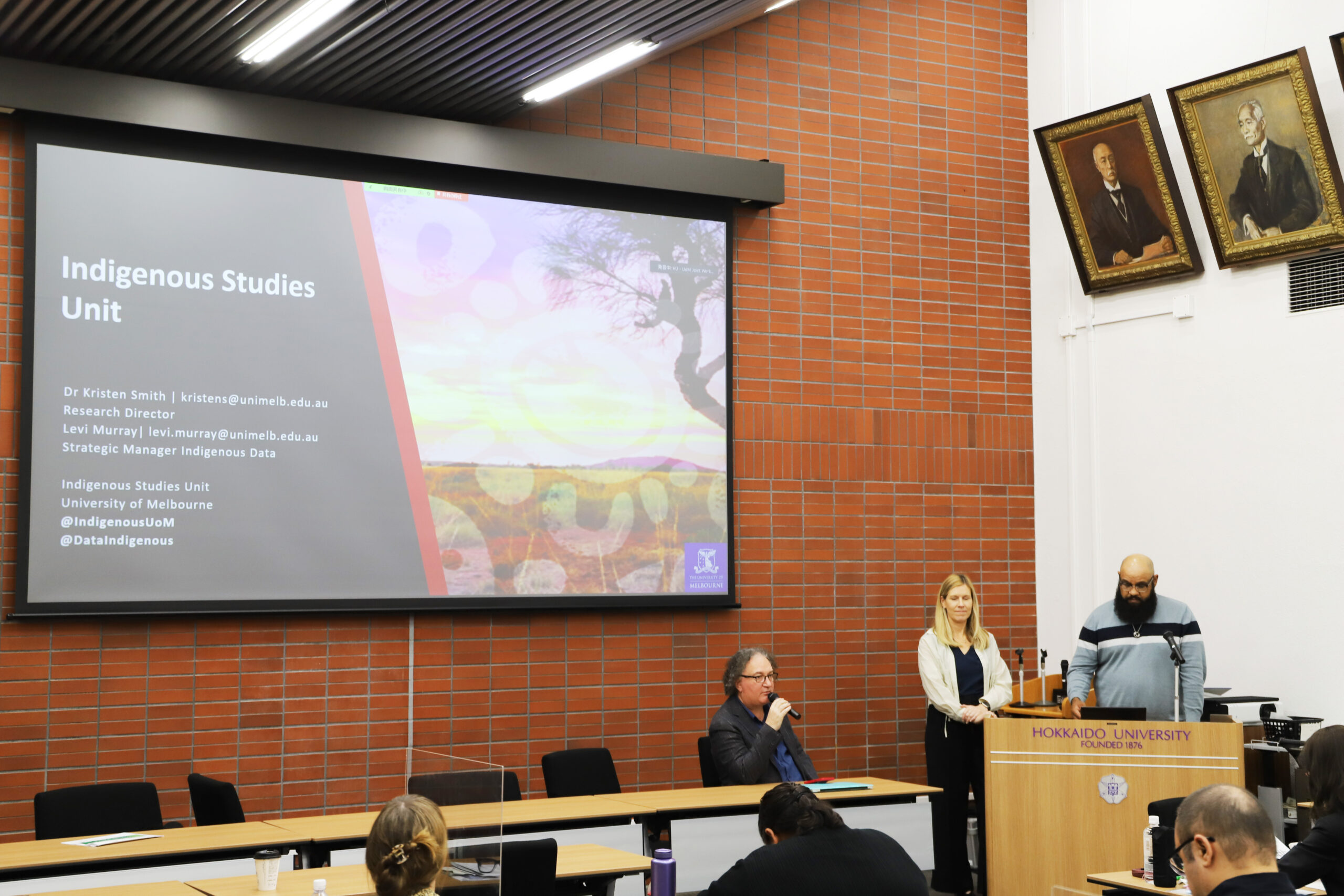Dr. Kristen Smith and Levi-Craig Murray, the University of Melbourne, introducing the Indigenous Studies Unit.