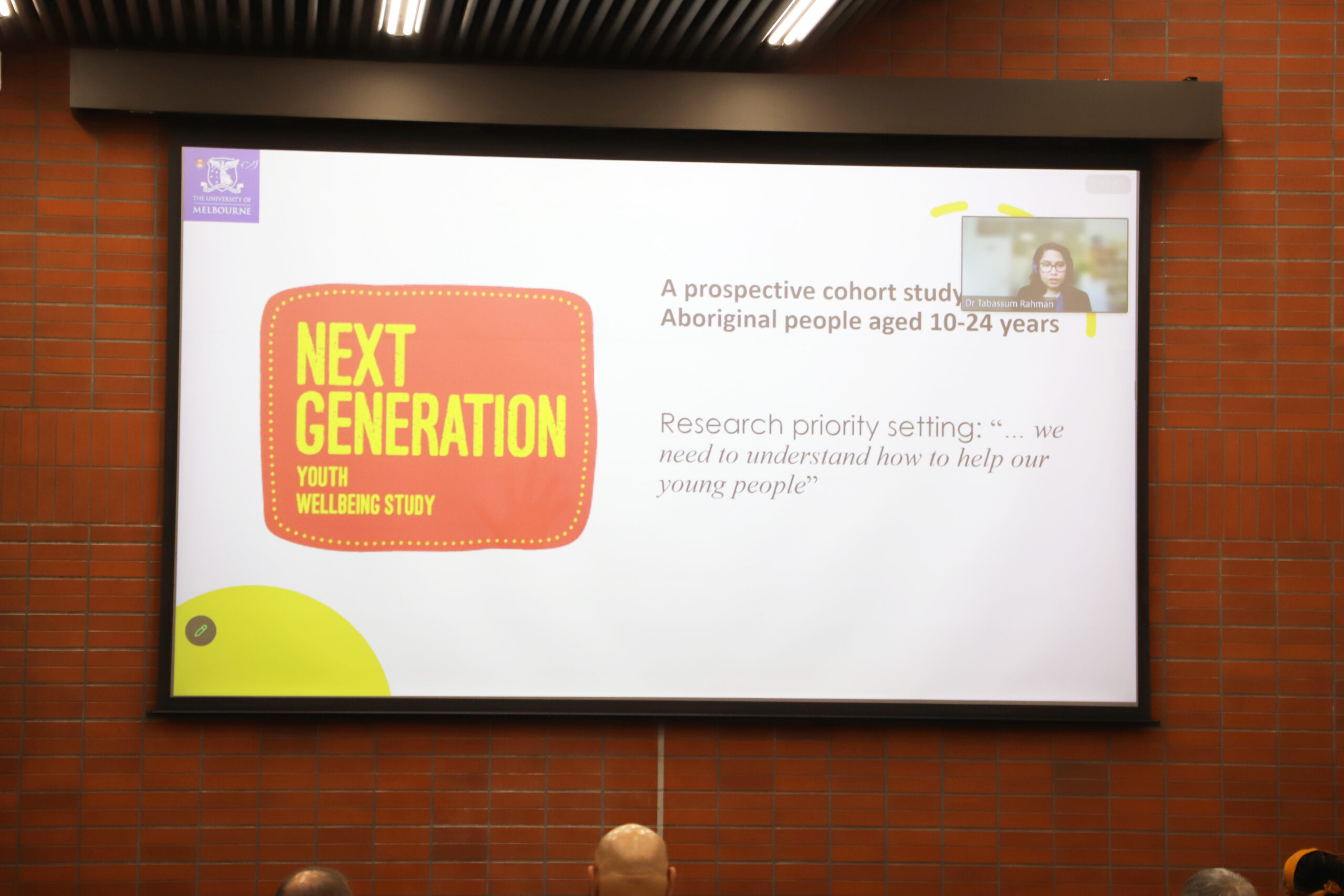 Dr. Tabassum Rahman, the University of Melbourne, speaking of her research into indigenous-led approaches to improving health and wellbeing in indigenous Australians.