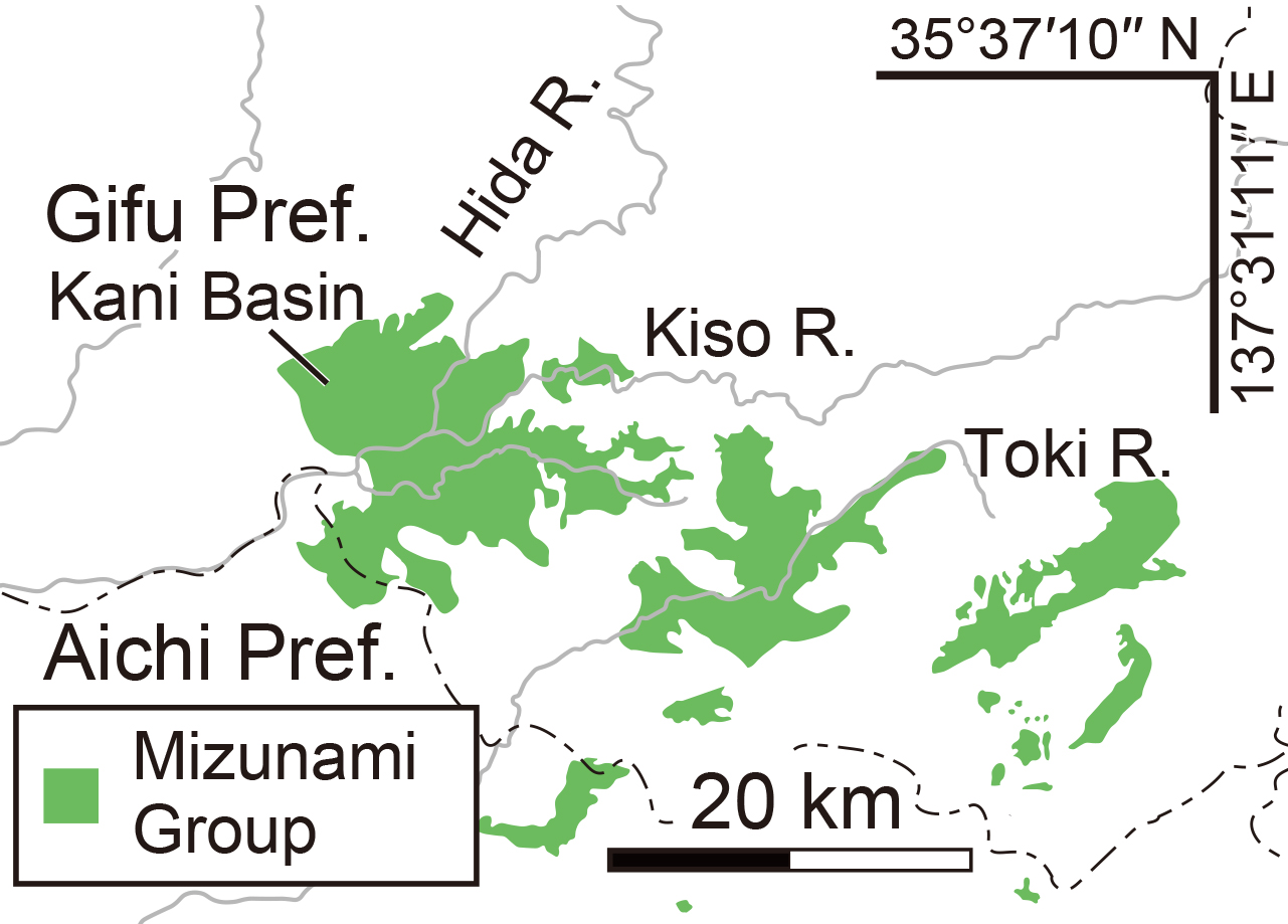 Green area highlights the Mizunami group, a geological formation of which the Kani Basin, where the study site was located, is a part. (adapted from Nishino et al., Scientific Reports, June 22, 2023) 